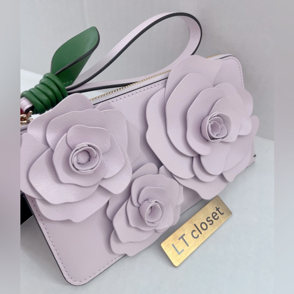 Last one! New Kate Spade Flora Flower Medium L-Zip Wristlet # KK972 - Picture 2 of 9